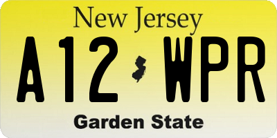 NJ license plate A12WPR