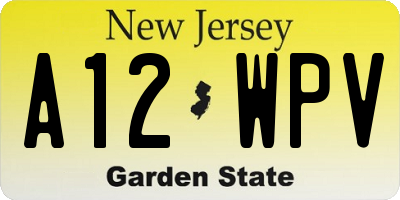 NJ license plate A12WPV
