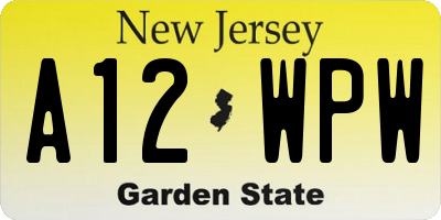 NJ license plate A12WPW