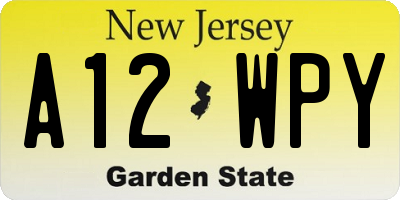 NJ license plate A12WPY