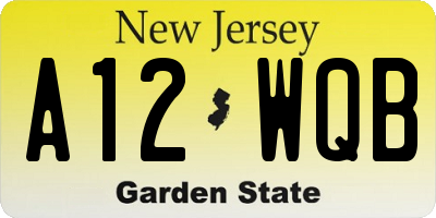 NJ license plate A12WQB
