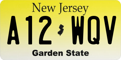 NJ license plate A12WQV
