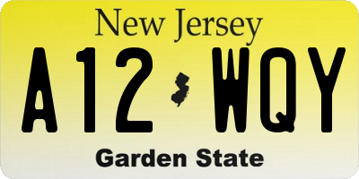 NJ license plate A12WQY