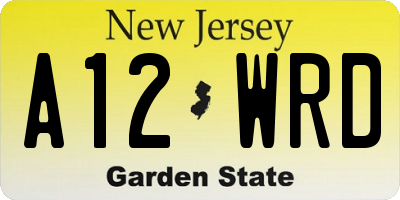 NJ license plate A12WRD