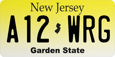 NJ license plate A12WRG
