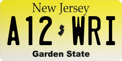NJ license plate A12WRI