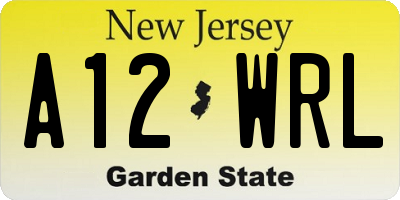NJ license plate A12WRL