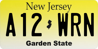 NJ license plate A12WRN
