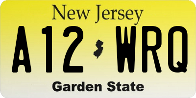 NJ license plate A12WRQ