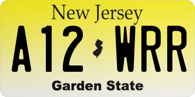 NJ license plate A12WRR