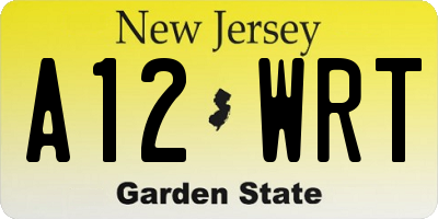 NJ license plate A12WRT