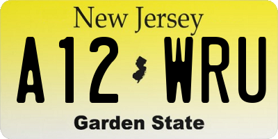 NJ license plate A12WRU