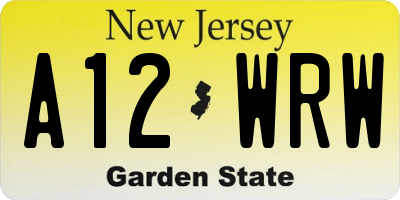 NJ license plate A12WRW