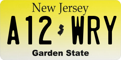 NJ license plate A12WRY