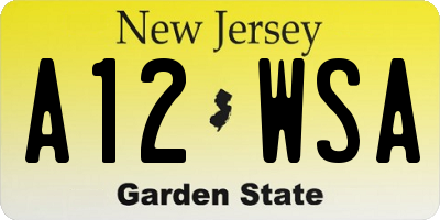 NJ license plate A12WSA