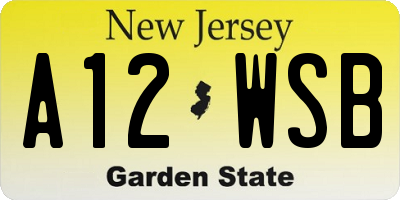 NJ license plate A12WSB