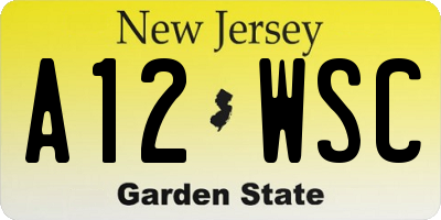 NJ license plate A12WSC