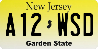 NJ license plate A12WSD