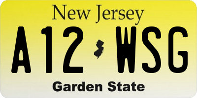 NJ license plate A12WSG