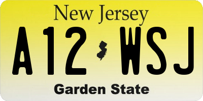 NJ license plate A12WSJ