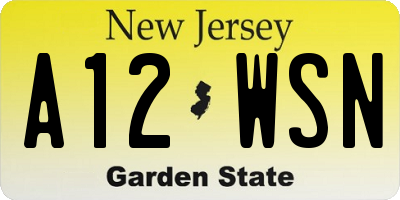 NJ license plate A12WSN