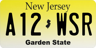 NJ license plate A12WSR