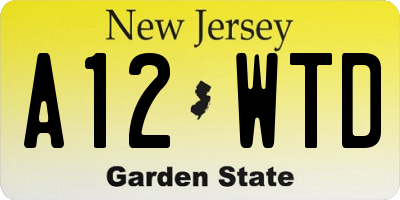 NJ license plate A12WTD
