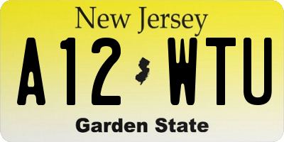 NJ license plate A12WTU