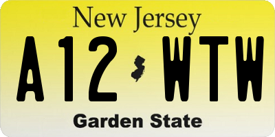 NJ license plate A12WTW