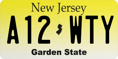 NJ license plate A12WTY