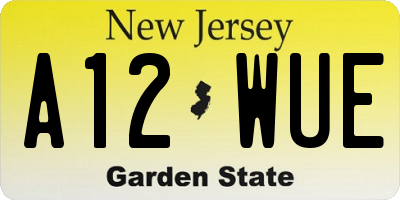 NJ license plate A12WUE