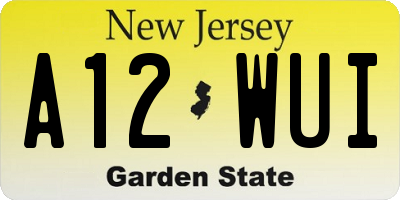 NJ license plate A12WUI