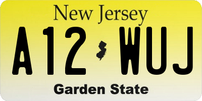 NJ license plate A12WUJ