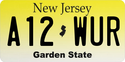 NJ license plate A12WUR