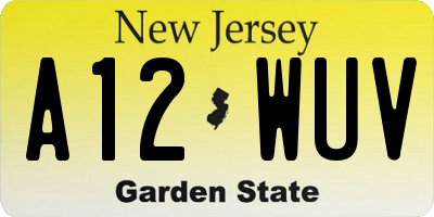 NJ license plate A12WUV