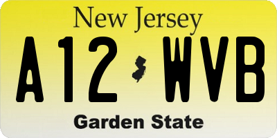NJ license plate A12WVB