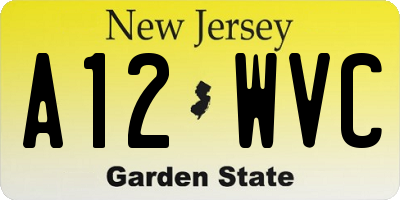 NJ license plate A12WVC