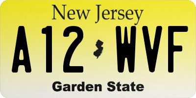 NJ license plate A12WVF