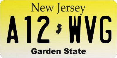 NJ license plate A12WVG