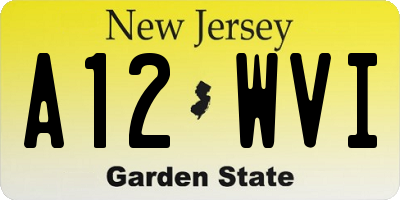 NJ license plate A12WVI