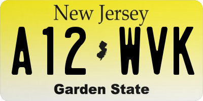 NJ license plate A12WVK