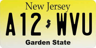 NJ license plate A12WVU