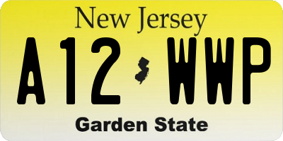 NJ license plate A12WWP