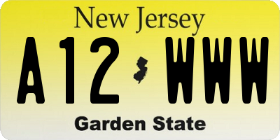 NJ license plate A12WWW