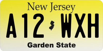 NJ license plate A12WXH