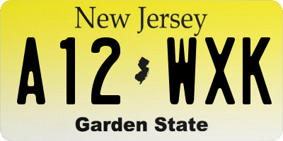 NJ license plate A12WXK