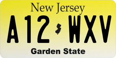 NJ license plate A12WXV