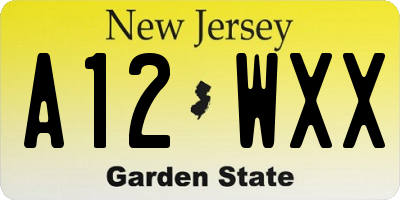 NJ license plate A12WXX