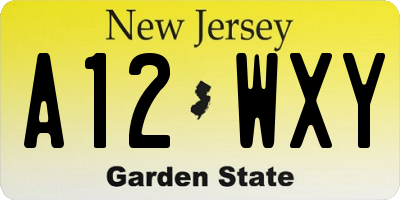 NJ license plate A12WXY