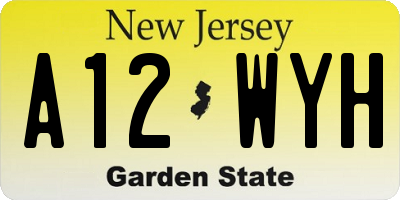 NJ license plate A12WYH